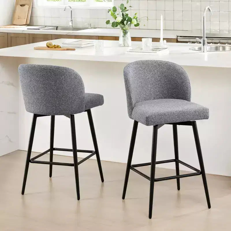Sgabello da bancone girevole, tessuto/similpelle, set da 2, 1 posto ciascuno