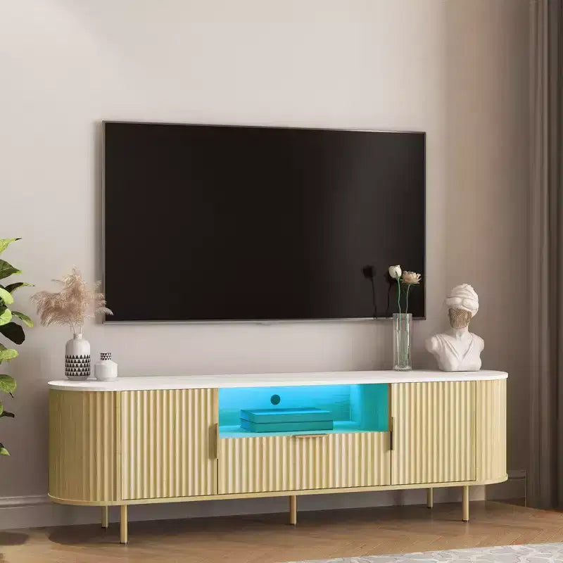 Mobile TV da Cascina Marrone con Luci a LED, 1 Cassetto e 2 Scomparti, Adatto fino a 69"