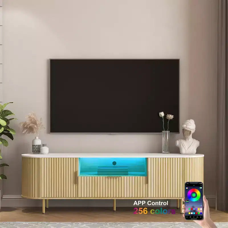Mobile TV da Cascina Marrone con Luci a LED, 1 Cassetto e 2 Scomparti, Adatto fino a 69"