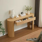 Console da ingresso curva retrò Espresso/Naturale con 3 cassetti, montaggio da 1 persona