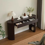 Console da ingresso curva retrò Espresso/Naturale con 3 cassetti, montaggio da 1 persona