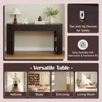 Console da ingresso curva retrò Espresso/Naturale con 3 cassetti, montaggio da 1 persona