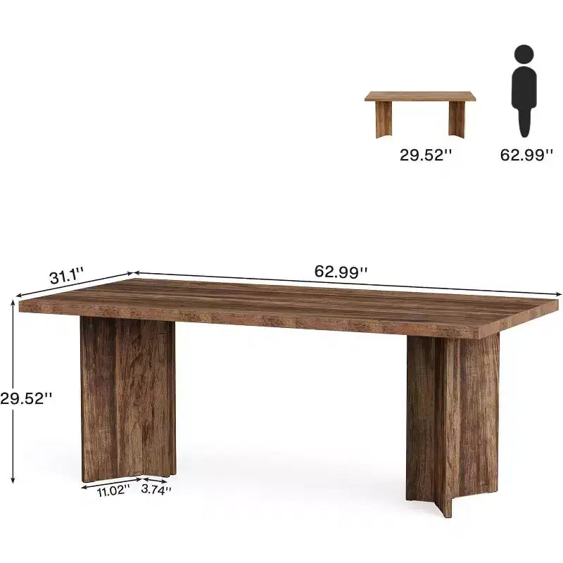 Tavolo da pranzo rettangolare in legno grigio scuro/noce scuro/naturale/noce, 6 posti