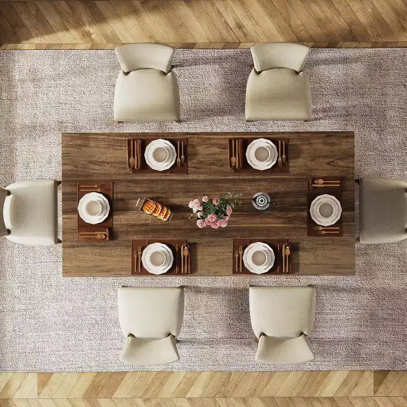 Tavolo da pranzo rettangolare in legno grigio scuro/noce scuro/naturale/noce, 6 posti