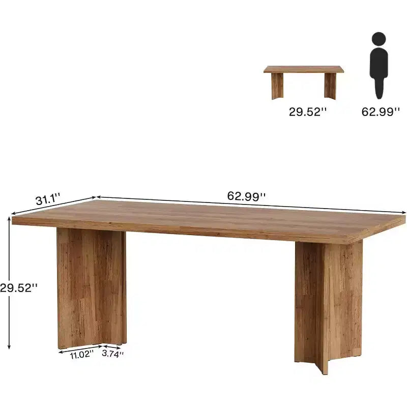 Tavolo da pranzo rettangolare in legno grigio scuro/noce scuro/naturale/noce, 6 posti