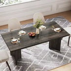 Tavolo da pranzo rettangolare in legno grigio scuro/noce scuro/naturale/noce, 6 posti