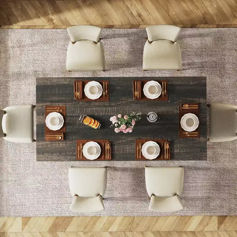 Tavolo da pranzo rettangolare in legno grigio scuro/noce scuro/naturale/noce, 6 posti