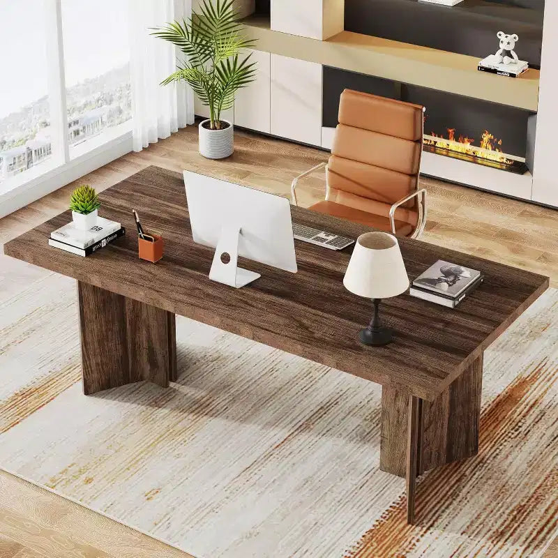 Tavolo da pranzo rettangolare in legno grigio scuro/noce scuro/naturale/noce, 6 posti