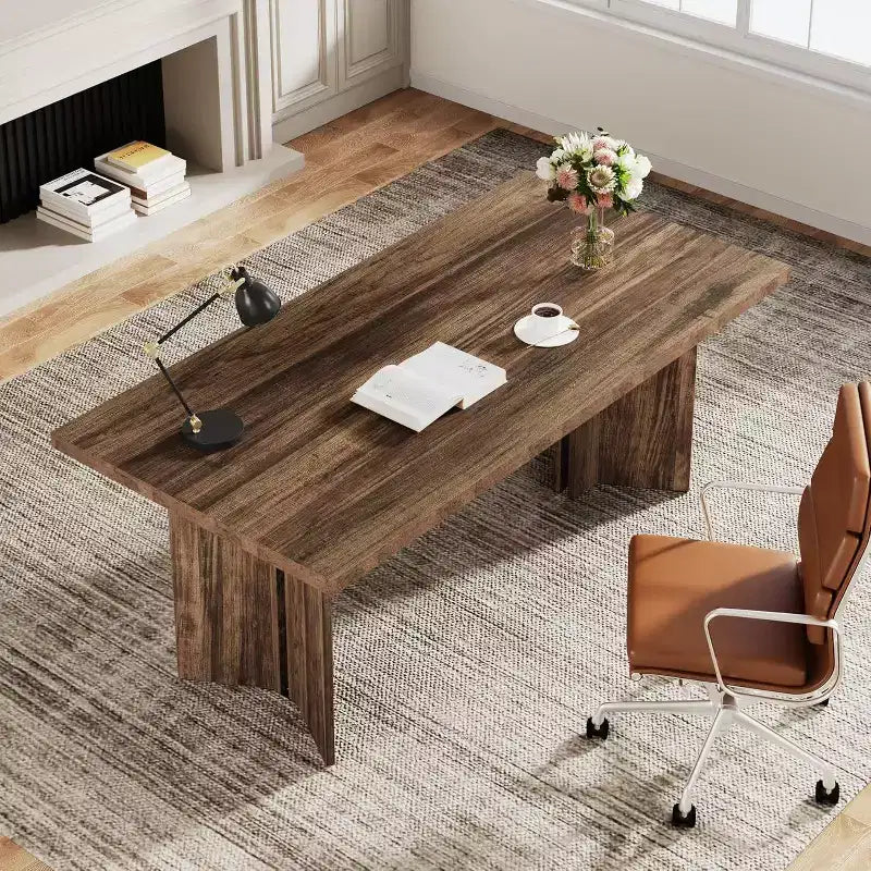 Tavolo da pranzo rettangolare in legno grigio scuro/noce scuro/naturale/noce, 6 posti