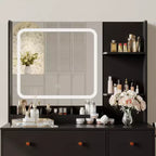 Set Toeletta Nera a LED con Sgabello, Utente Singolo