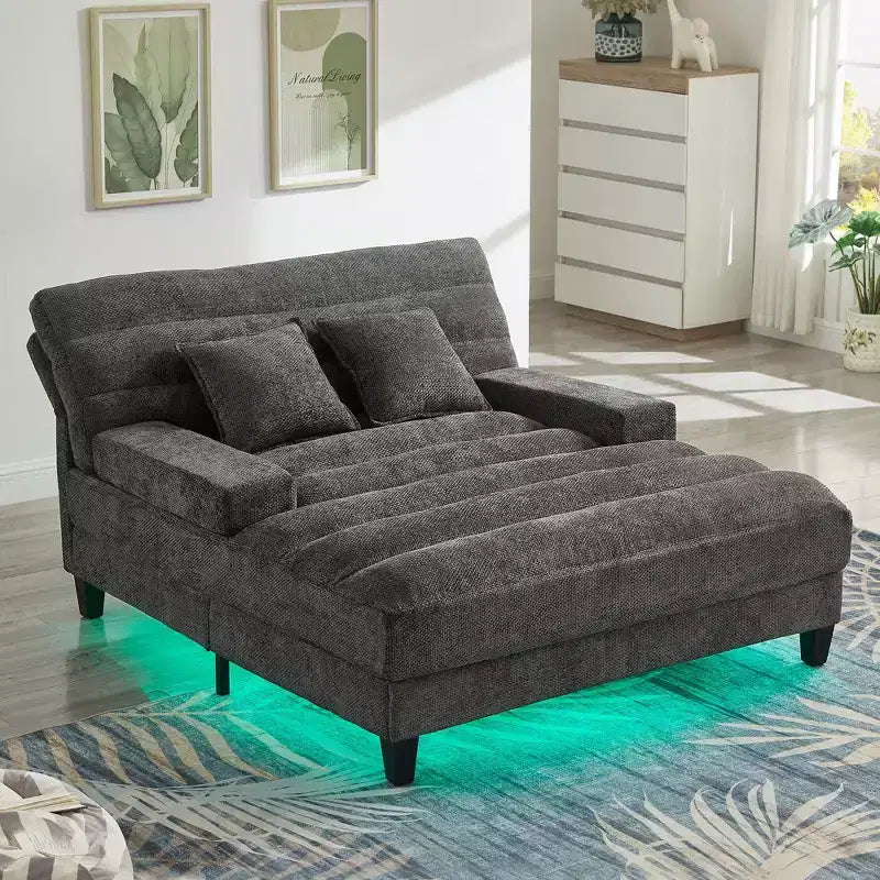 Chaise longue trasformabile a 2 posti Beige / Verde / Grigio / Rosa con luce LED
