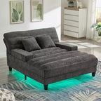 Chaise longue trasformabile a 2 posti Beige / Verde / Grigio / Rosa con luce LED