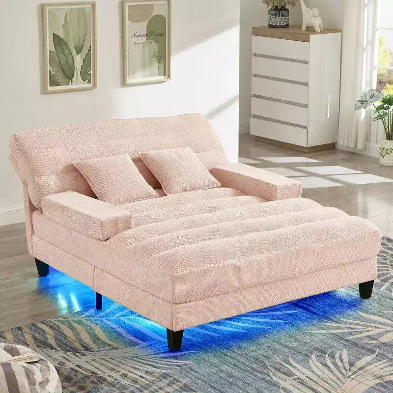 Chaise longue trasformabile a 2 posti Beige / Verde / Grigio / Rosa con luce LED