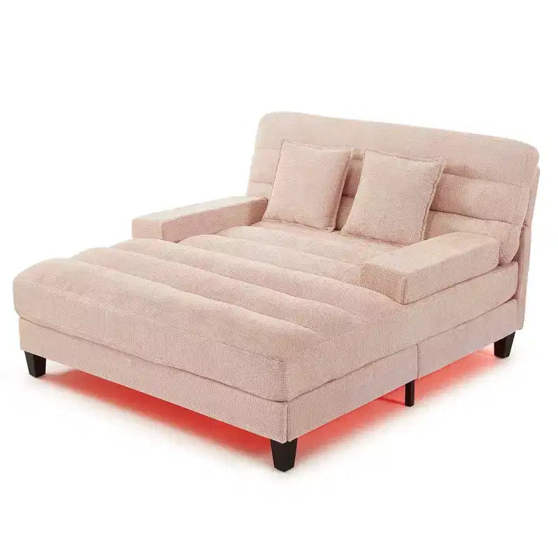 Chaise longue trasformabile a 2 posti Beige / Verde / Grigio / Rosa con luce LED