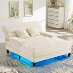 Chaise longue trasformabile a 2 posti Beige / Verde / Grigio / Rosa con luce LED