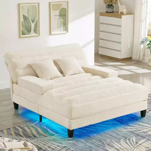 Chaise longue trasformabile a 2 posti Beige / Verde / Grigio / Rosa con luce LED