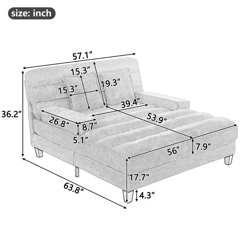 Chaise longue trasformabile a 2 posti Beige / Verde / Grigio / Rosa con luce LED