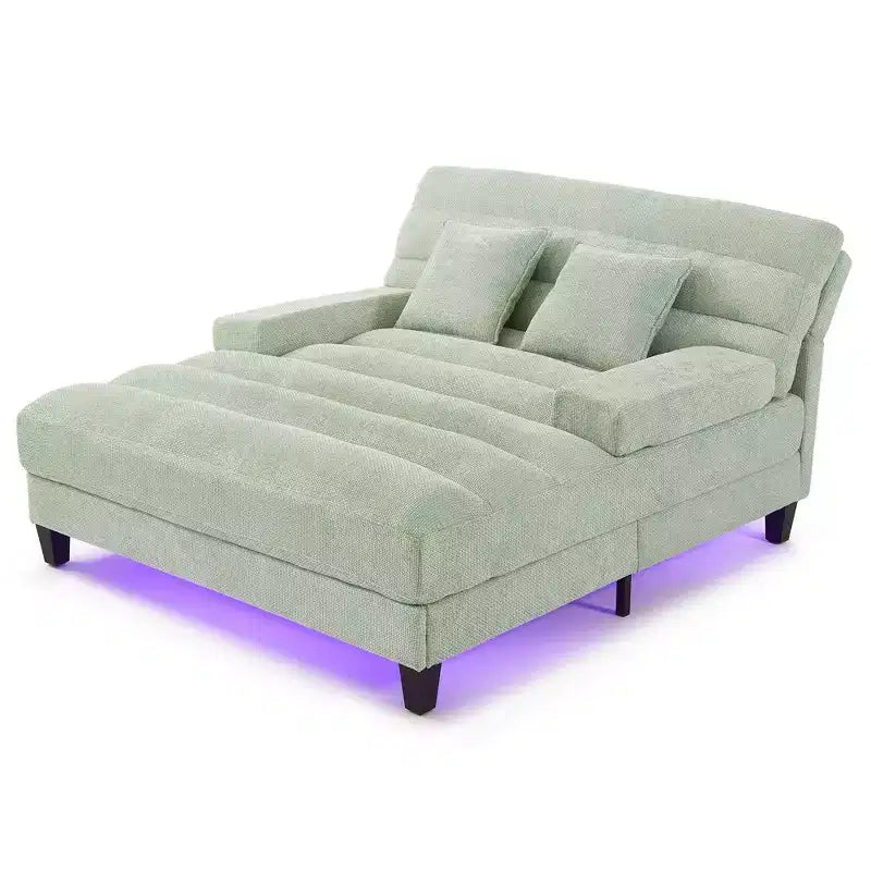 Chaise longue trasformabile a 2 posti Beige / Verde / Grigio / Rosa con luce LED