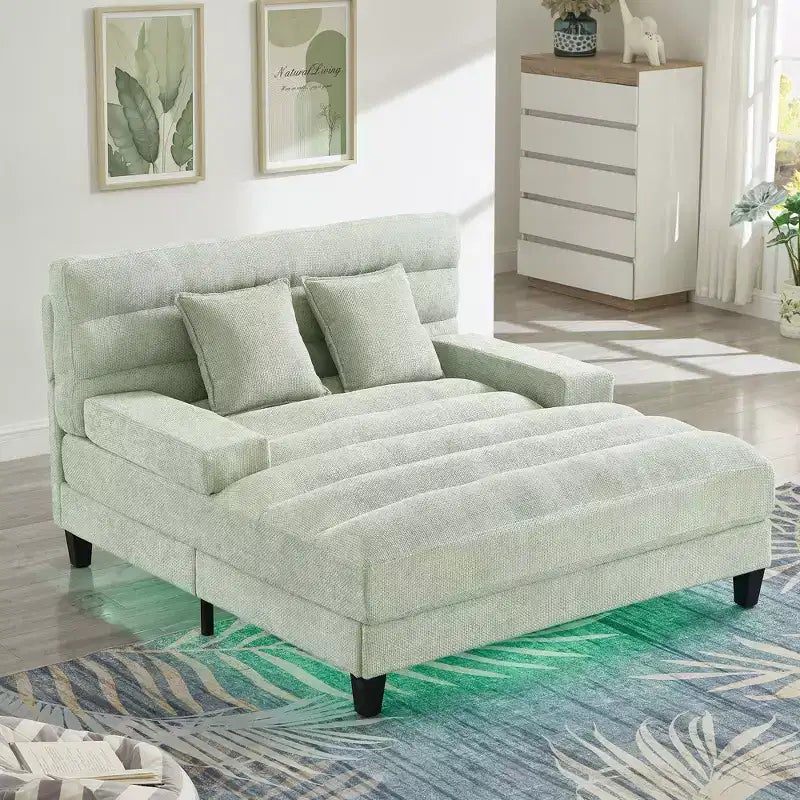Chaise longue trasformabile a 2 posti Beige / Verde / Grigio / Rosa con luce LED