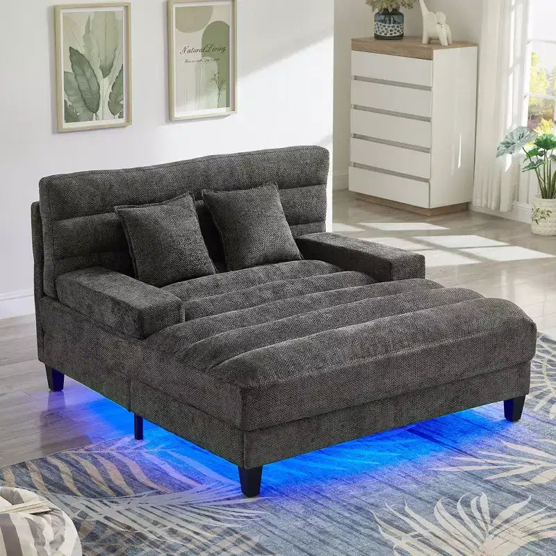 Chaise longue trasformabile a 2 posti Beige / Verde / Grigio / Rosa con luce LED