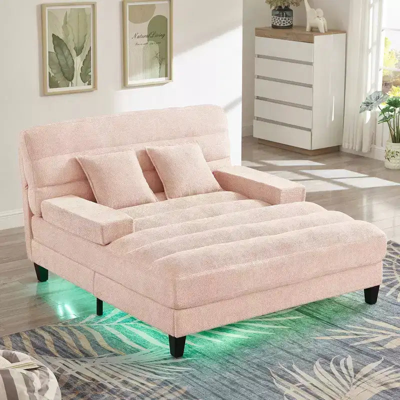 Chaise longue trasformabile a 2 posti Beige / Verde / Grigio / Rosa con luce LED