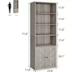 Libreria a 6 Ripiani con Ante Alta 181 cm – Stile Industriale Rustico, Nero / Marrone / Rovere Scuro / Grigio / Bianco, per 1