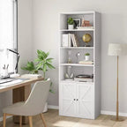 Libreria a 6 Ripiani con Ante Alta 181 cm – Stile Industriale Rustico, Nero / Marrone / Rovere Scuro / Grigio / Bianco, per 1