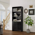 6-Tier Bookshelf with Door and 3 Drawers, 71 H Tall Bookcase with 3-Tier Open Shelves, Wooden Book Shelf w/Storage Cabinet for Home Office
