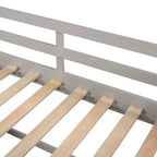 Letto a soppalco basso per ragazzi con 2 ripiani e 2 cassetti, colore espresso antico/grigio/bianco