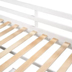 Letto a soppalco basso per ragazzi con 2 ripiani e 2 cassetti, colore espresso antico/grigio/bianco