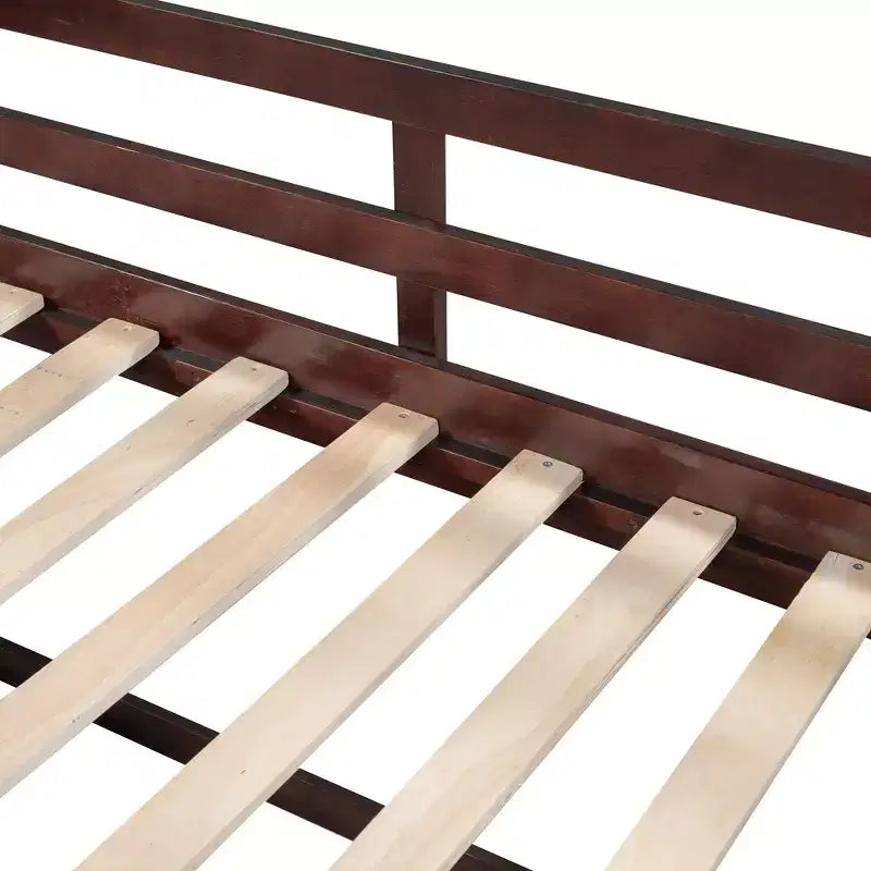 Letto a soppalco basso per ragazzi con 2 ripiani e 2 cassetti, colore espresso antico/grigio/bianco