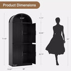 Armadio portaoggetti ad arco da 71", nero/marrone/bianco, anta in vetro o legno, libreria autoportante a 5 ripiani per 1