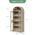 Armadio portaoggetti ad arco da 71", nero/marrone/bianco, anta in vetro o legno, libreria autoportante a 5 ripiani per 1