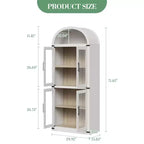 Armadio portaoggetti ad arco da 71", nero/marrone/bianco, anta in vetro o legno, libreria autoportante a 5 ripiani per 1