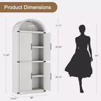 Armadio portaoggetti ad arco da 71", nero/marrone/bianco, anta in vetro o legno, libreria autoportante a 5 ripiani per 1