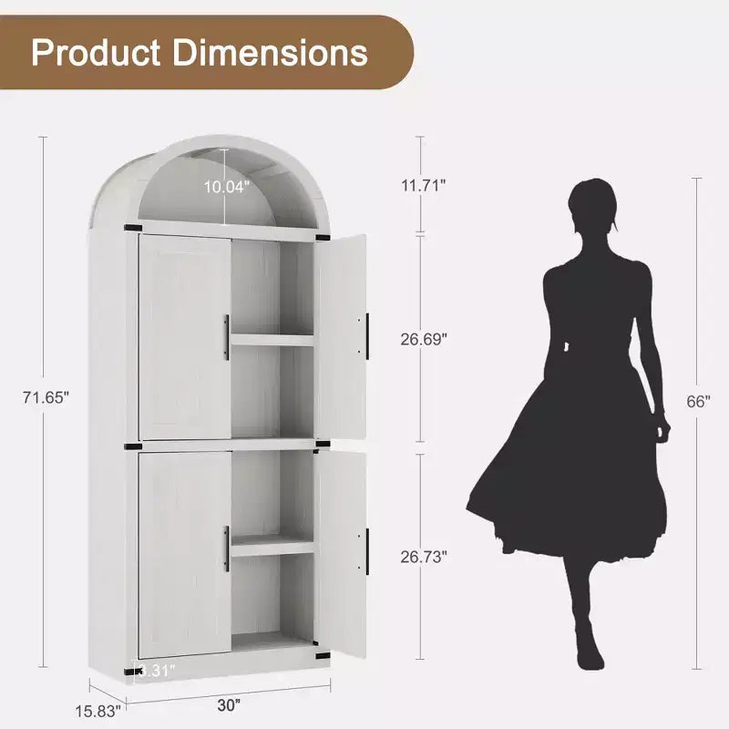 Armadio portaoggetti ad arco da 71", nero/marrone/bianco, anta in vetro o legno, libreria autoportante a 5 ripiani per 1