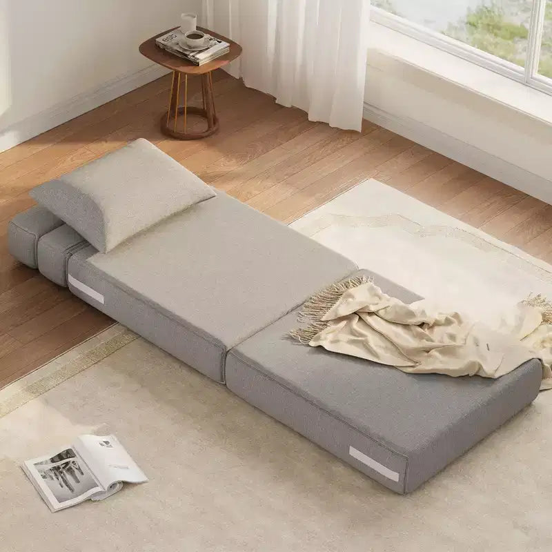 Divano letto pieghevole grigio scuro/grigio chiaro, 2 posti, convertibile 4 in 1