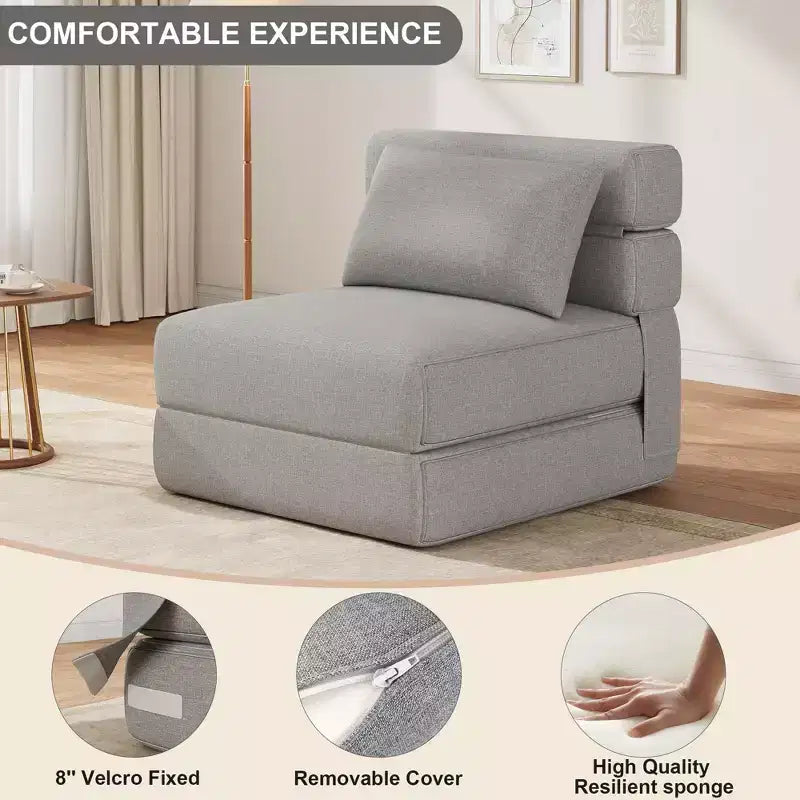 Divano letto pieghevole grigio scuro/grigio chiaro, 2 posti, convertibile 4 in 1