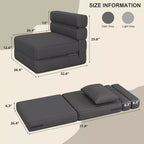 Divano letto pieghevole grigio scuro/grigio chiaro, 2 posti, convertibile 4 in 1