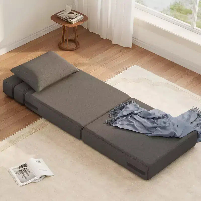 Divano letto pieghevole grigio scuro/grigio chiaro, 2 posti, convertibile 4 in 1