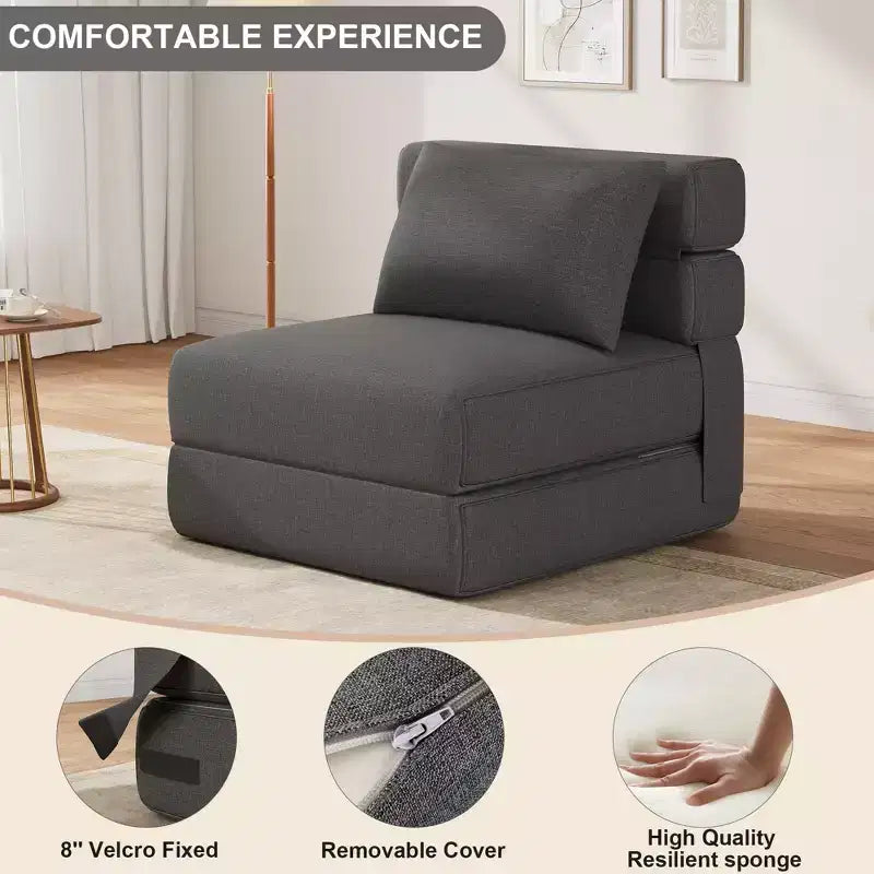 Divano letto pieghevole grigio scuro/grigio chiaro, 2 posti, convertibile 4 in 1