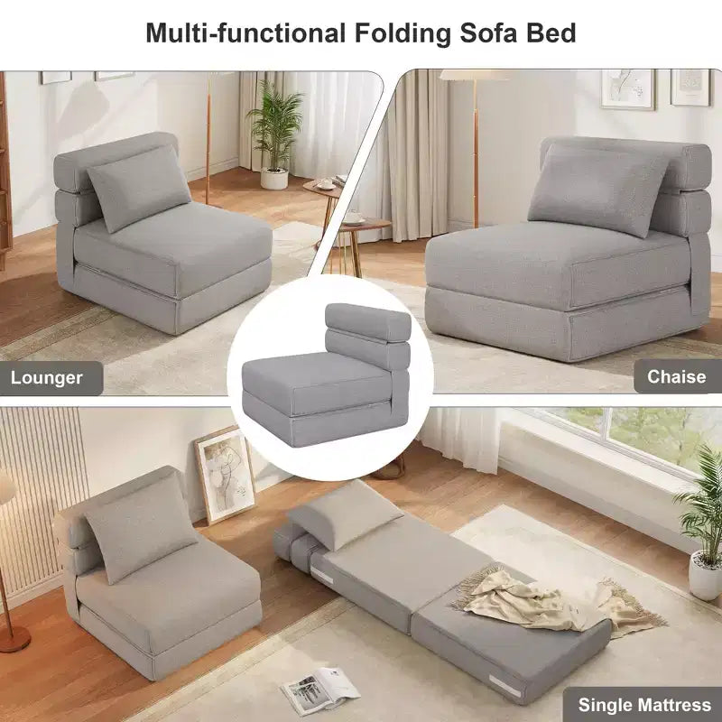 Divano letto pieghevole grigio scuro/grigio chiaro, 2 posti, convertibile 4 in 1