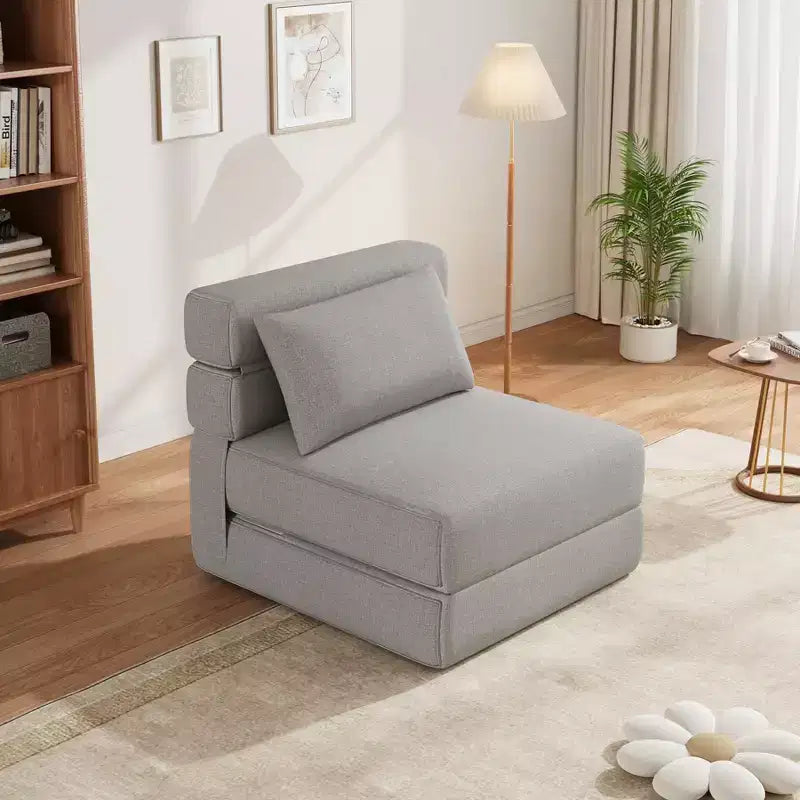 Divano letto pieghevole grigio scuro/grigio chiaro, 2 posti, convertibile 4 in 1