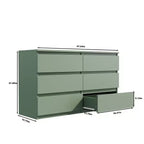 Cassettiera Verde a 6 Cassetti con Maniglie Dorate, Utente Singolo