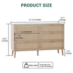 Comò singolo in rattan naturale marrone con 6/8 cassetti