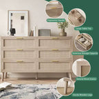 Comò singolo in rattan naturale marrone con 6/8 cassetti