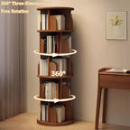 Libreria girevole a 360° a 5 ripiani in noce, torre rotante, per singolo utente