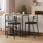 Set da pranzo a tre pezzi altezza bancone per 2 con ripiani, sedie imbottite – Nero/Marrone/Grigio
