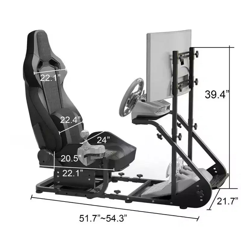 Telaio Cockpit da Corsa in Acciaio Nero, Sedile Singolo, Simulator Rig Regolabile
