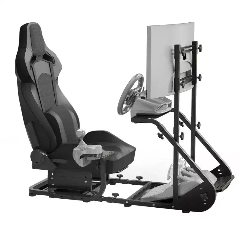Telaio Cockpit da Corsa in Acciaio Nero, Sedile Singolo, Simulator Rig Regolabile